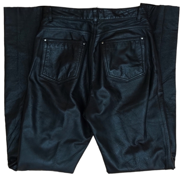 Wilson's 100% Real Genuine Black Leather Vintage High Waist Jeans - 6 - Picture 3 of 13